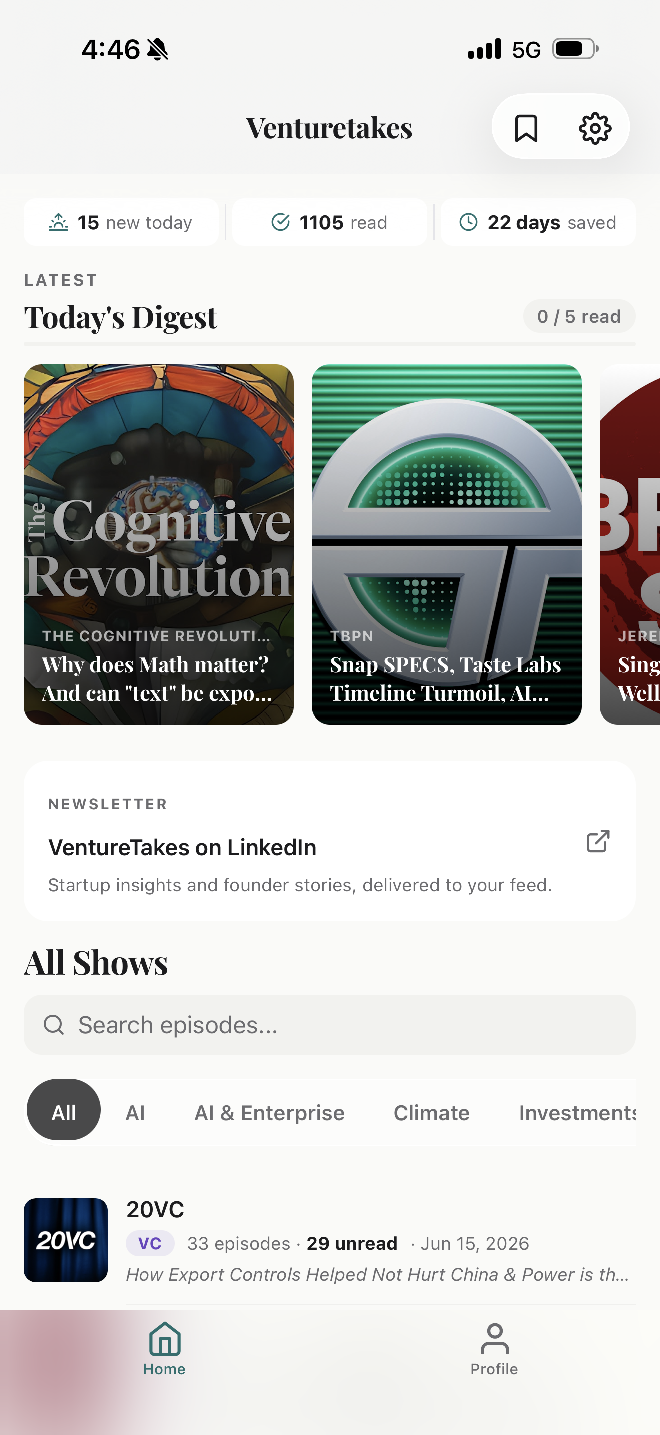 Venturetakes home screen